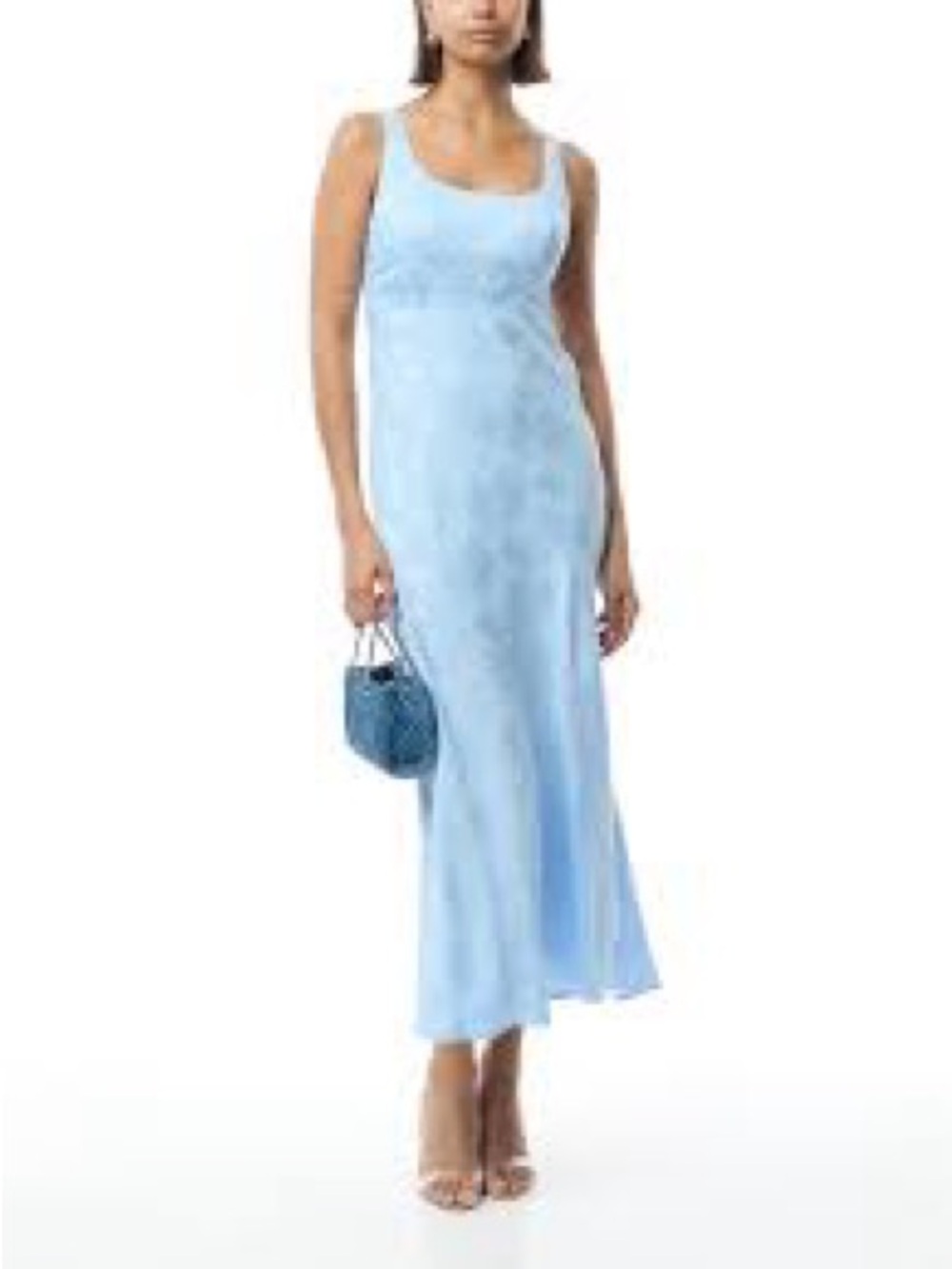 RIXO Light Blue Midi Dress, Benedict - Daisy Jacquard in Cornflower, size 2XL